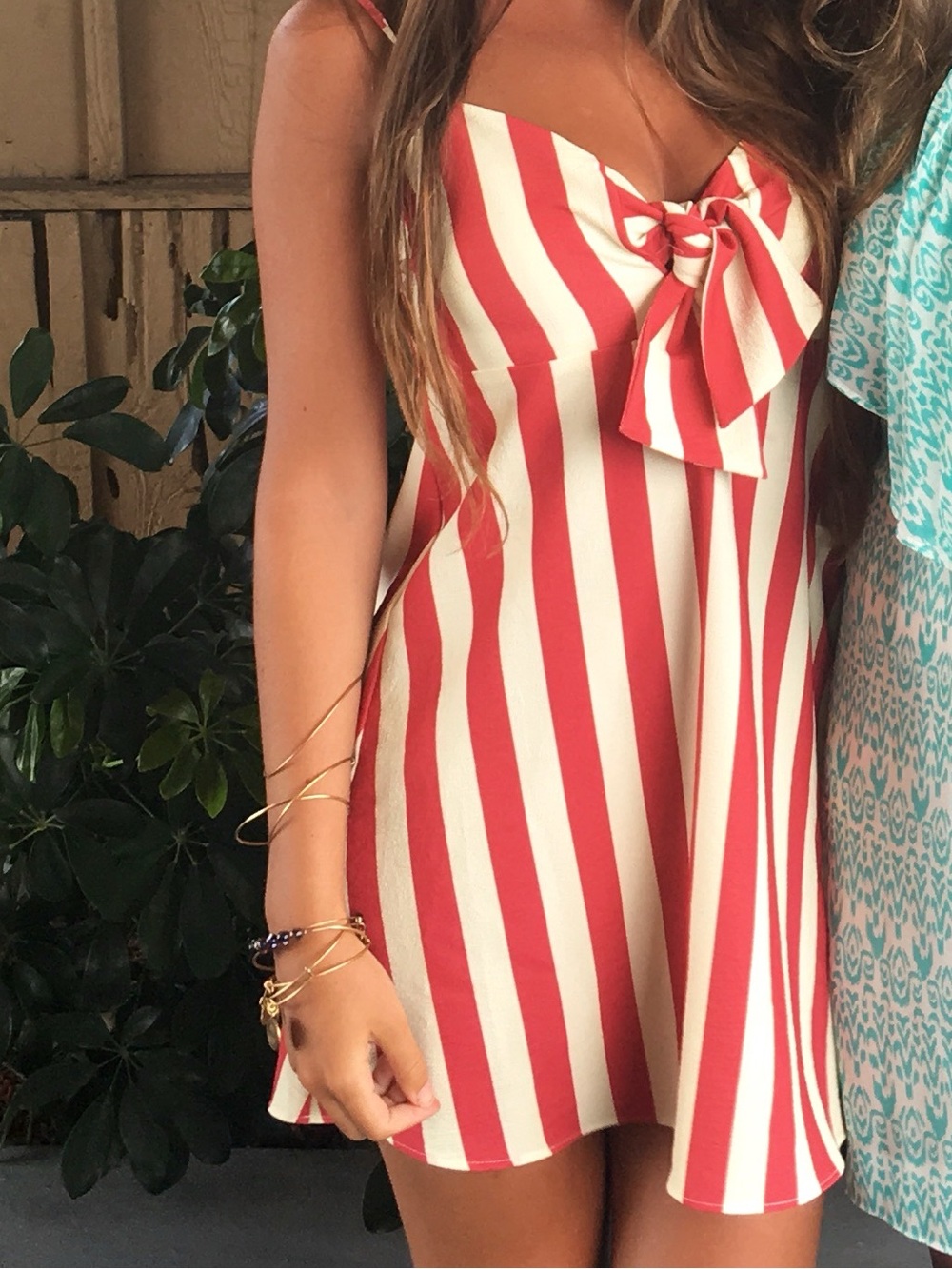 Show Me Your Mumu | Red and White Striped Mini Dress with Front Bow